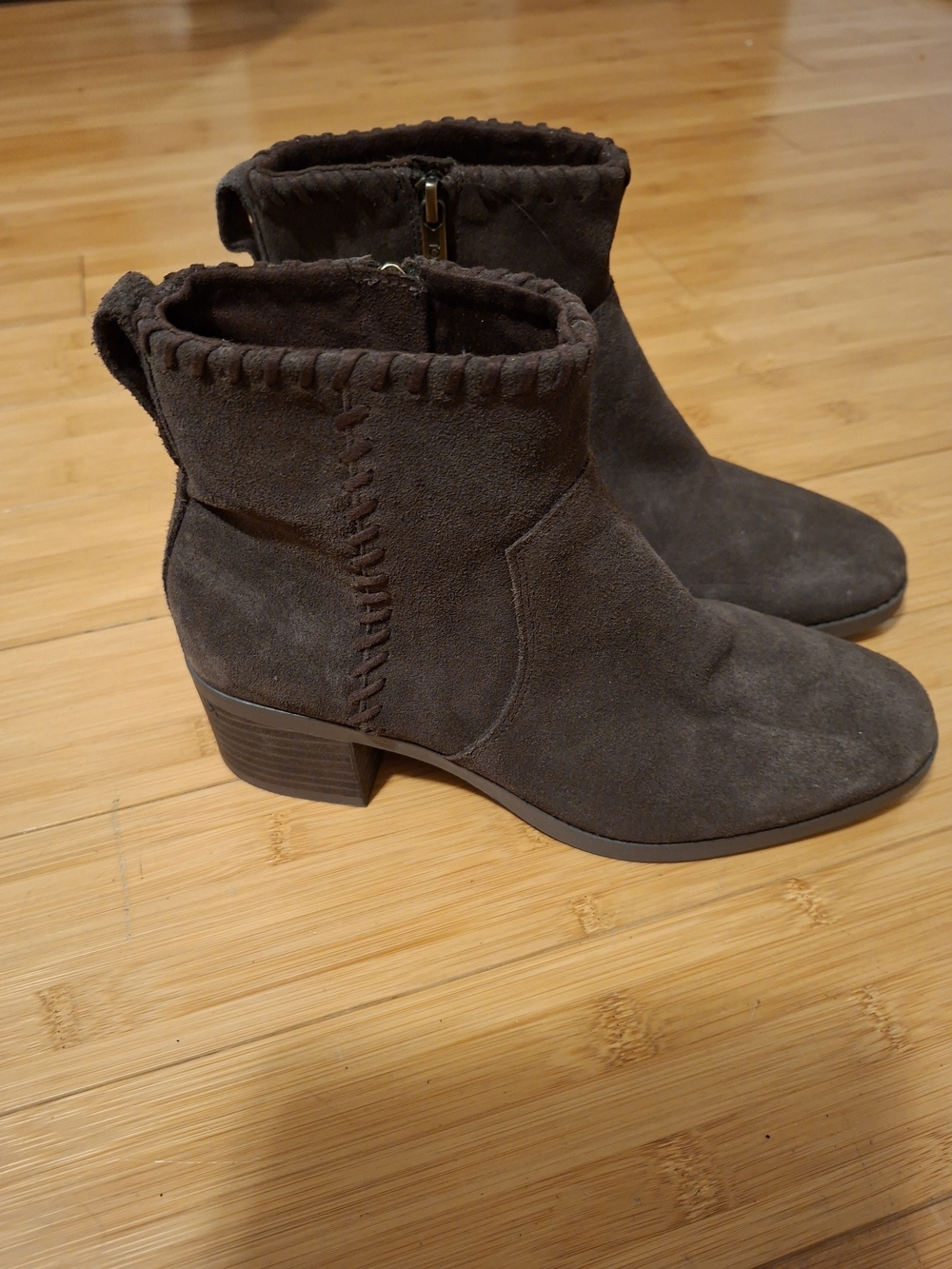 TOMS Delilah Chocolate Brown Suede Heeled Boot, Size 8